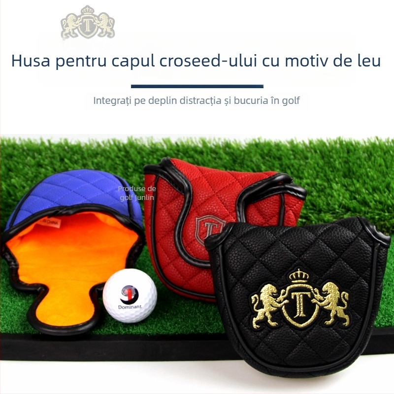 Husă Golf JT pentru putter, semicerc mare, broderie cu leu, PU impermeabil, pluș gros, 6 culori