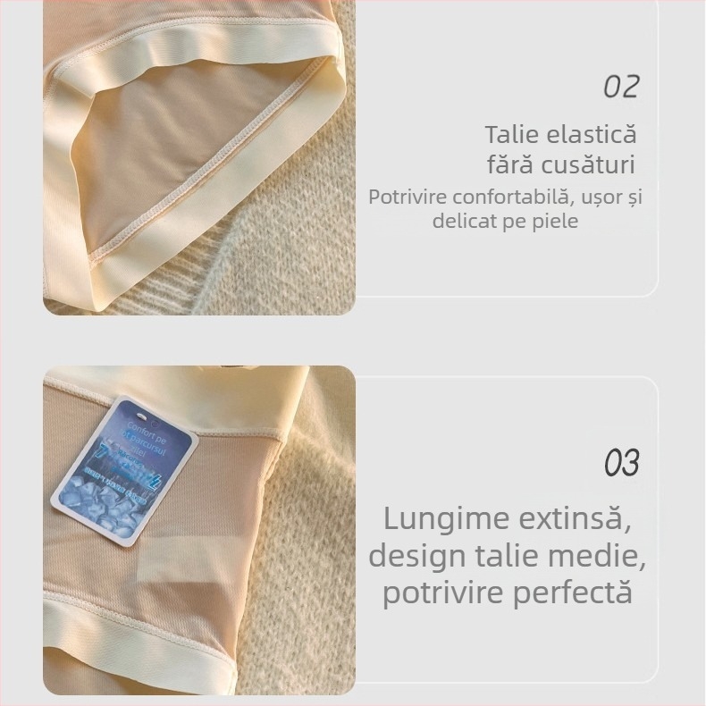 Fete tinere din Ice Silk, fără cusături, chiloți de vară ultra-subțiri, 7A croită din bumbac în zona intimă, talie medie, respirabili, sexy