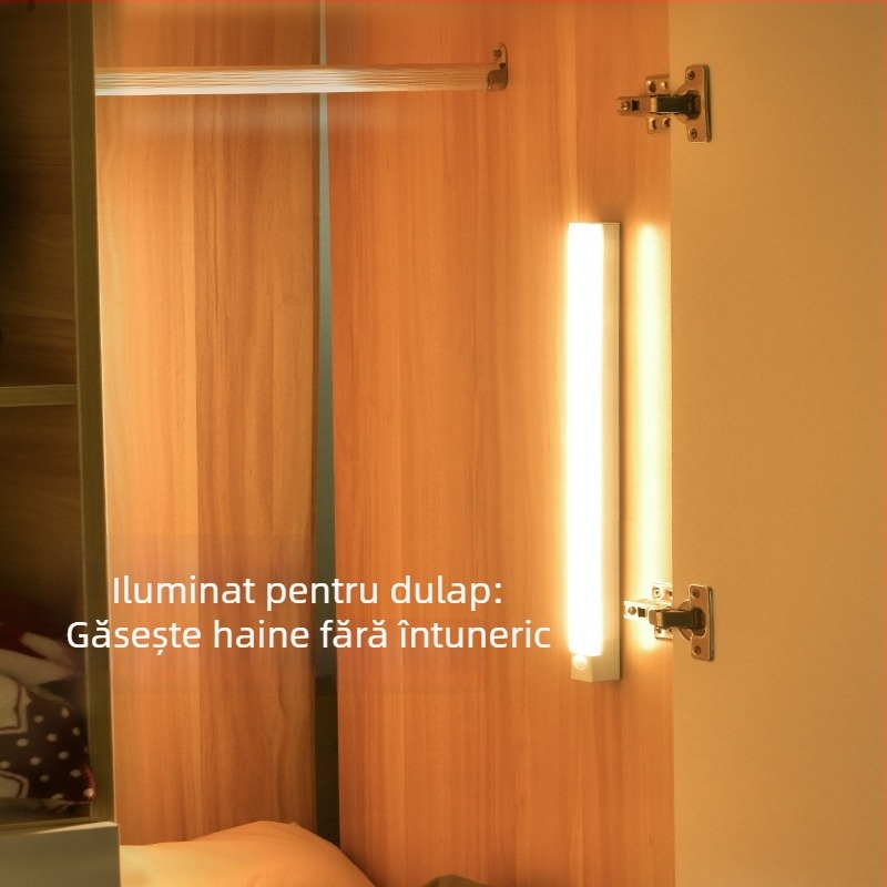 Lumină de noapte inteligentă cu încărcare wireless și senzor de mișcare pentru uz casnic, fără cabluri, bandă LED pentru holuri și garderobe