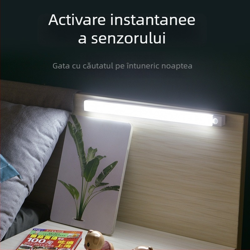 Lumină de noapte inteligentă cu încărcare wireless și senzor de mișcare pentru uz casnic, fără cabluri, bandă LED pentru holuri și garderobe
