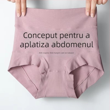 Chiloți femei cu talie înaltă din bumbac, control al abdomenului și ridicare a feselor, antibacteriale, mărime plus