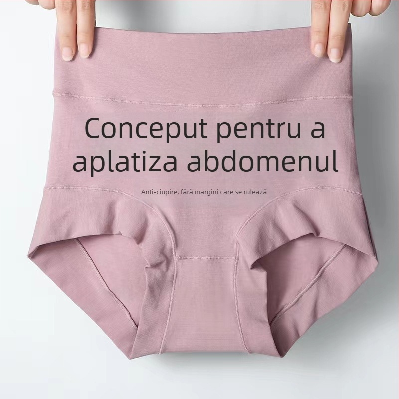 Chiloți femei cu talie înaltă din bumbac, control al abdomenului și ridicare a feselor, antibacteriale, mărime plus