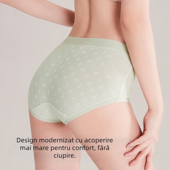 Chiloți femei din bumbac cu jacquard, respirabili, funda decorativă, elasticitate, crotch extins, talie medie, culoare solidă