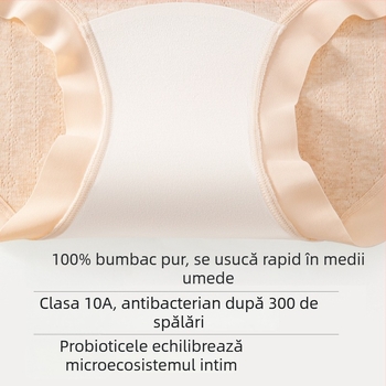 Chiloți femei din bumbac colorat, Clasa A, cu inserție antibacteriană în zona cracului, talie medie, model 2025