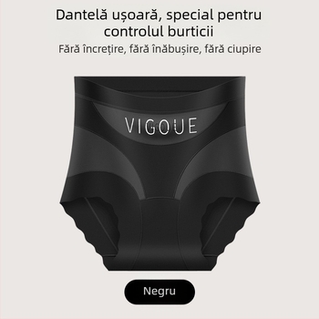 Chiloți cu talie înaltă pentru controlul abdomenului, plasă respirabilă din nailon, shapewear antibacterian pentru femei, mărime plus