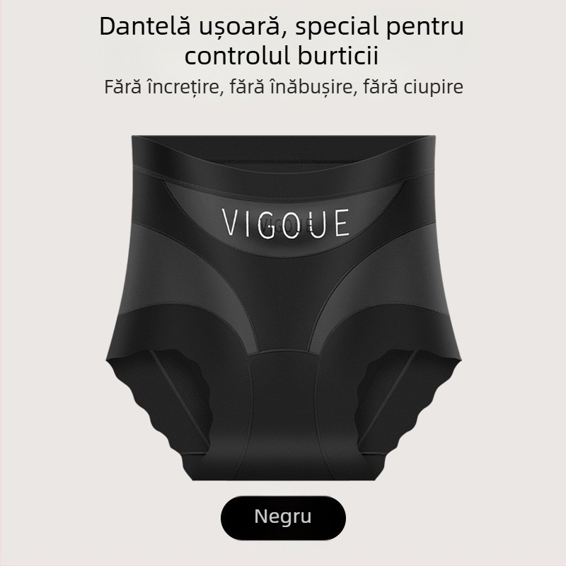 Chiloți cu talie înaltă pentru controlul abdomenului, plasă respirabilă din nailon, shapewear antibacterian pentru femei, mărime plus
