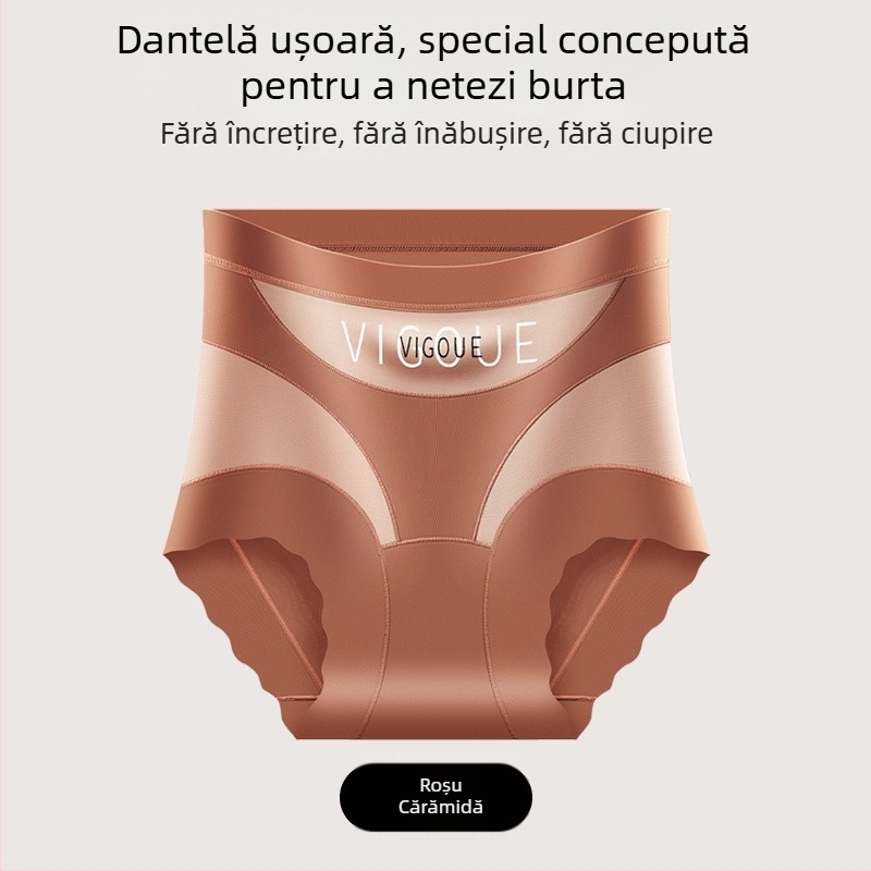 Chiloți cu talie înaltă pentru controlul abdomenului, plasă respirabilă din nailon, shapewear antibacterian pentru femei, mărime plus