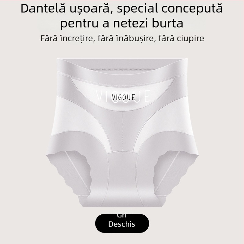Chiloți cu talie înaltă pentru controlul abdomenului, plasă respirabilă din nailon, shapewear antibacterian pentru femei, mărime plus