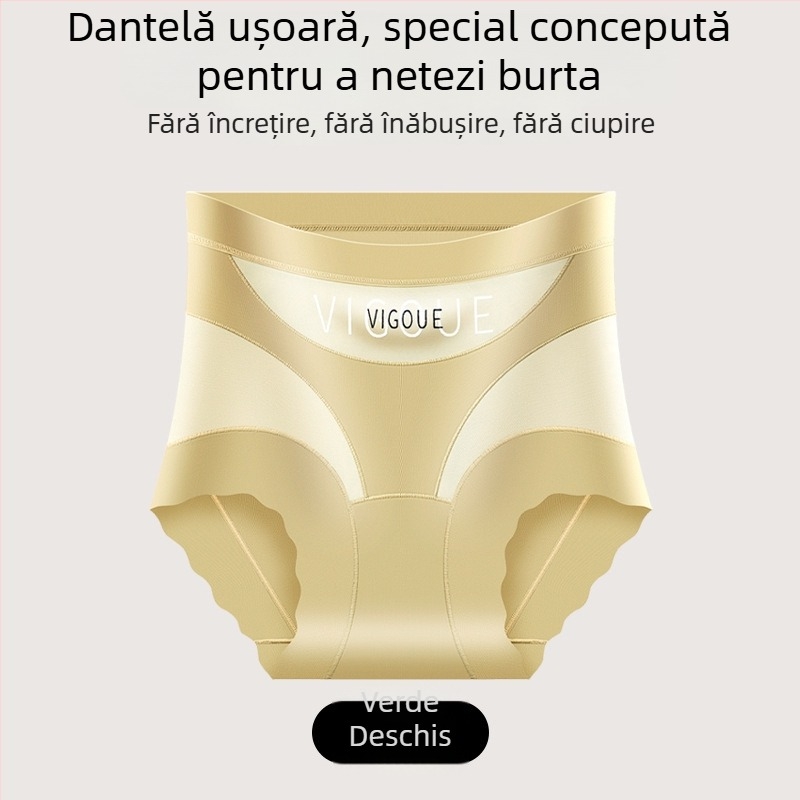 Chiloți cu talie înaltă pentru controlul abdomenului, plasă respirabilă din nailon, shapewear antibacterian pentru femei, mărime plus