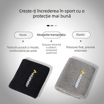 Bandă sport pentru încheietura mâinii, cu absorbție a transpirației, protecție pentru baschet și tenis; potrivită pentru toate sporturile; dimensiune universală; personalizare cu logo