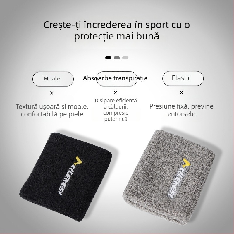 Bandă sport pentru încheietura mâinii, cu absorbție a transpirației, protecție pentru baschet și tenis; potrivită pentru toate sporturile; dimensiune universală; personalizare cu logo
