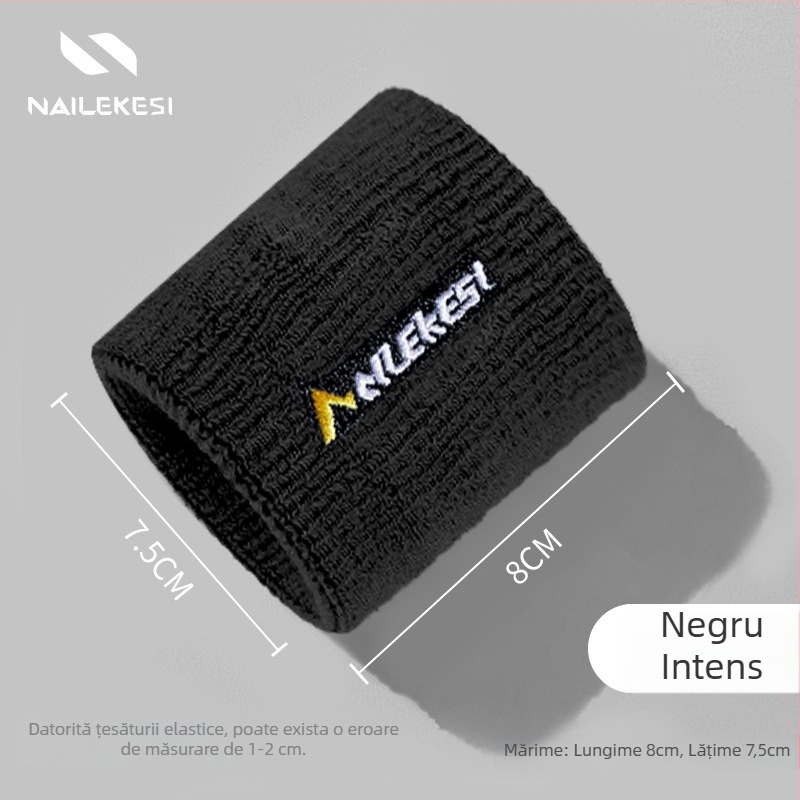 Bandă sport pentru încheietura mâinii, cu absorbție a transpirației, protecție pentru baschet și tenis; potrivită pentru toate sporturile; dimensiune universală; personalizare cu logo