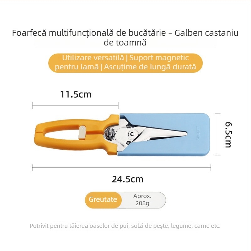 Luntayo Foarfece de bucătărie japoneze din oțel inoxidabil – multifuncționale pentru pește, legume și grătar
