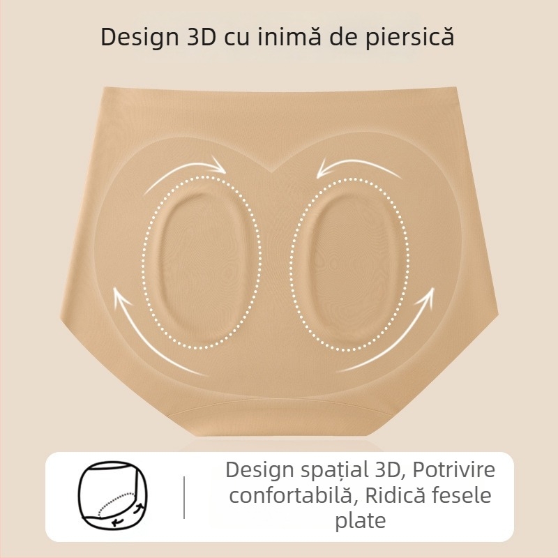 Chiloți femei Ice Silk vară, respirabili, uscare rapidă, antibacterieni, talie înaltă, căptușeală în zona crotch din mătase de dud Mulberry