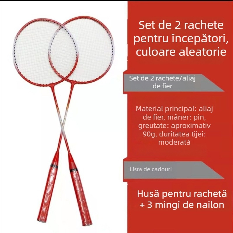 Set de rachete de badminton ultraușoare pentru adulți și copii, începători — 2 bucăți, durabile și flexibile