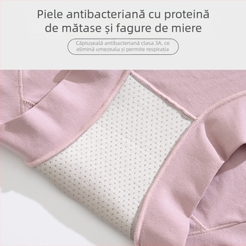 Chiloți damă din bumbac cu talie înaltă, controlul abdomenului, antibacteriali, ridicare șolduri, fără transparență, crotch din bumbac pur
