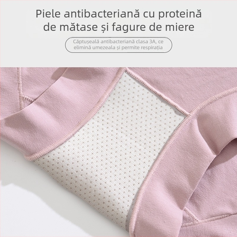 Chiloți damă din bumbac cu talie înaltă, controlul abdomenului, antibacteriali, ridicare șolduri, fără transparență, crotch din bumbac pur