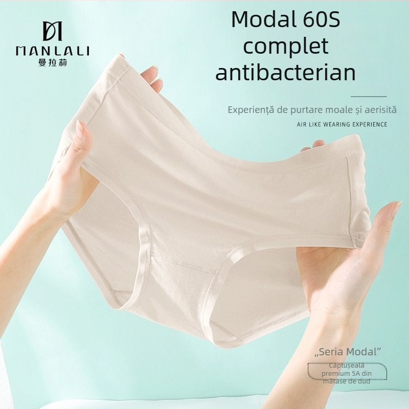 60 de bucăți slipuri pentru femei, Lenzing Modal, Mulberry Silk, antibacterian 5A, respirabile, talie medie-înaltă, plus size