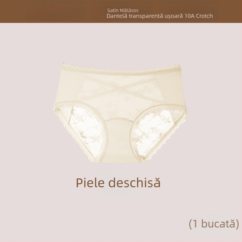 Chiloți pentru femei din plasă subțire, transparentă, respirabili și antibacterieni, talie medie, control al abdomenului și ridicare a feselor, prietenoși cu pielea.