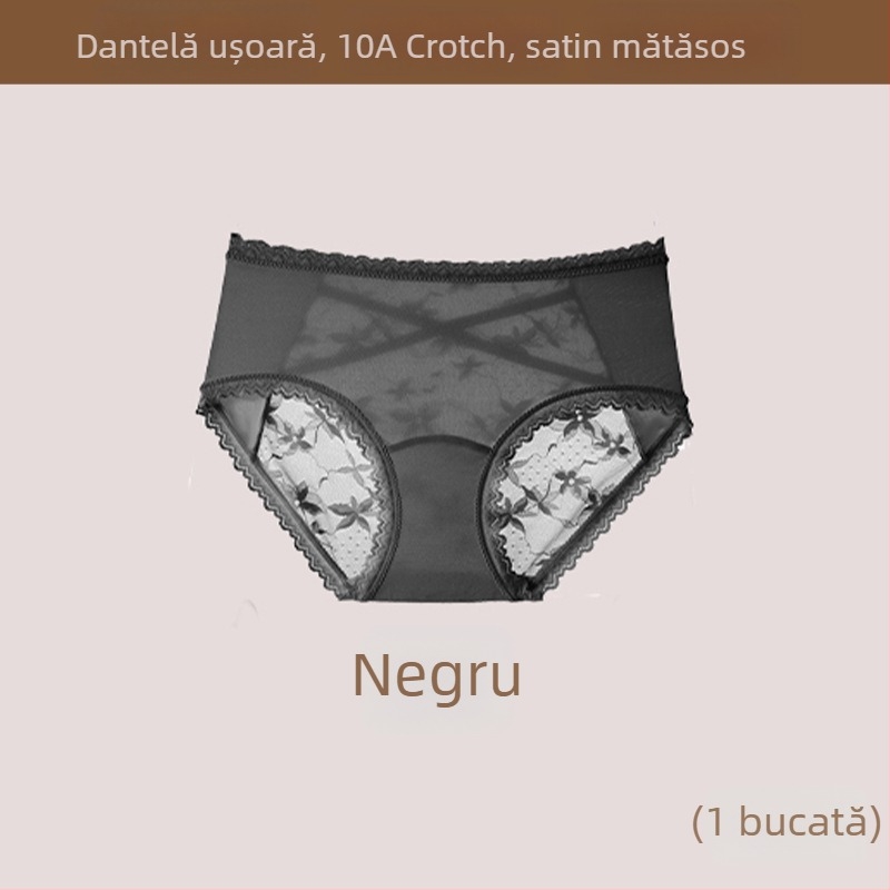 Chiloți pentru femei din plasă subțire, transparentă, respirabili și antibacterieni, talie medie, control al abdomenului și ridicare a feselor, prietenoși cu pielea.