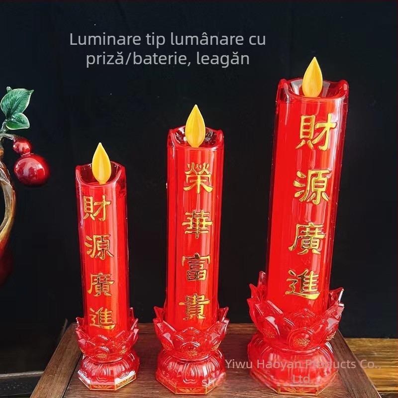 Lumânare electric LED roșie cu flacără realistă, modele 8081B/8082B/8083B