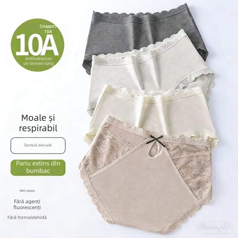 Chiloți femei cu dantelă în stil franțuzesc, calzi și comozi, uni, 10A clasă