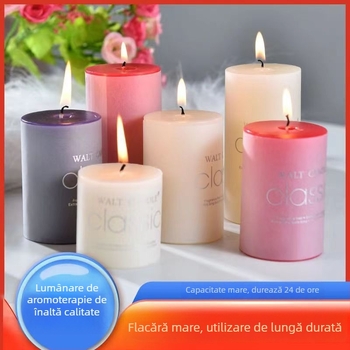 Lumânare cilindrică parfumată, colorată, pentru uz casnic și situații de urgență, fără fum, ideală pentru decor la zile de naștere, nunți, biserică sau hotel.