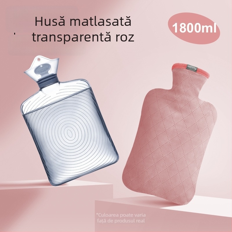Sticlă transparentă mare pentru apă fierbinte, reumplabilă, pentru comprese calde, încălzire a abdomenului și încălzire a mâinilor, îngroșată și rezistentă la explozie