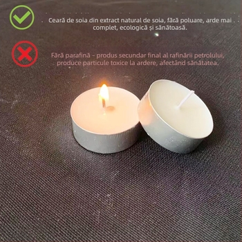Lumânare ecologică din ceară de soia, 4 ore, fără fum, în recipient din aluminiu, aromă de ceai pentru aromaterapie
