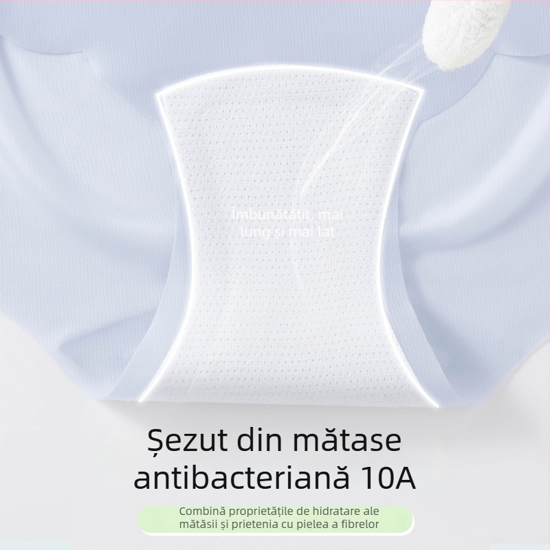 Lenjerie intimă de damă din ice silk pentru vară, zonă antibacteriană, confortabilă și respirabilă, chiloți triunghiulari fără cusături, fără linii vizibile