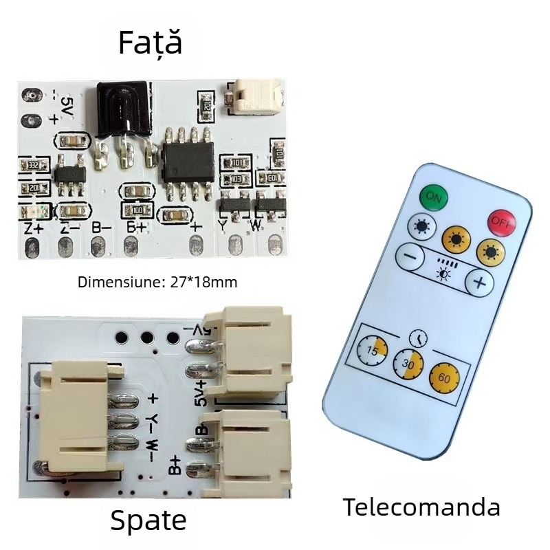 Bandă LED 2835 cu reglaj în trei culori, telecomandă tactilă, reglare continuă fără trepte, ramă decorativă pentru tablou