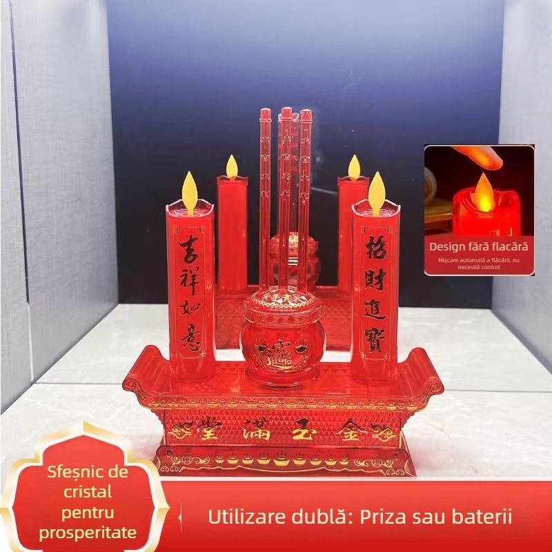 Lumânare LED electronică pentru Buddha, suport de lumânare cu priză integrat, lumină cu durată lungă pentru casa nouă