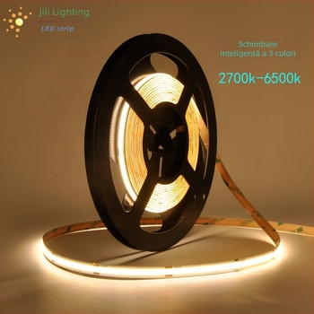 Bandă LED COB Inteligentă pentru interior, reglaj în trei culori cu temperatură de culoare duală, bandă liniară pentru tavan 12V/24V, reglaj continuu al luminii