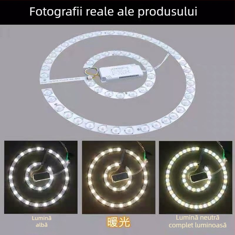 Bandă LED pentru ventilator de plafon, cu telecomandă și reglaj în trei nuanțe