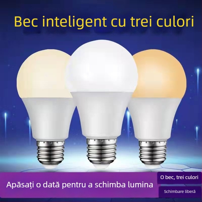 Lumină LED cu soclu E27, opțiuni 3/5/7/9W, iluminare duală, reglaj în trei trepte, fascicul de 360°, luminozitate mare