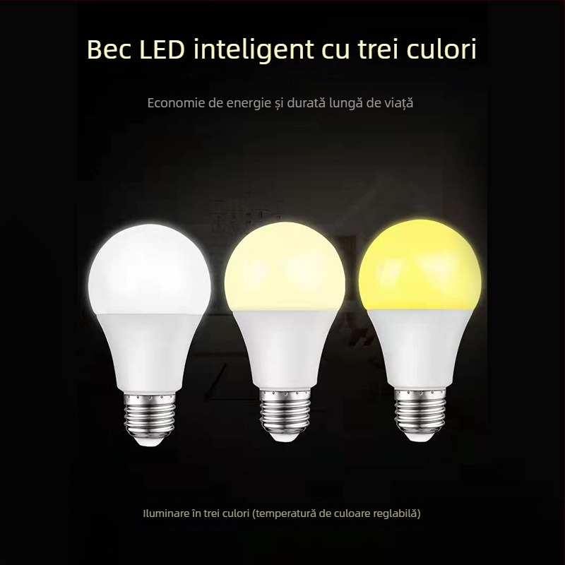 Lumină LED cu soclu E27, opțiuni 3/5/7/9W, iluminare duală, reglaj în trei trepte, fascicul de 360°, luminozitate mare