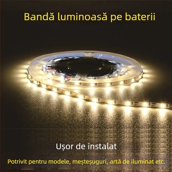 Bandă LED flexibilă alimentată de 3V, lățime 5 mm, ultra-subțire, autoadezivă, model 004 pentru publicitate în aer liber