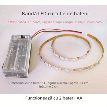 Bandă LED flexibilă alimentată de 3V, lățime 5 mm, ultra-subțire, autoadezivă, model 004 pentru publicitate în aer liber