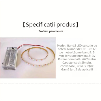 Bandă LED flexibilă alimentată de 3V, lățime 5 mm, ultra-subțire, autoadezivă, model 004 pentru publicitate în aer liber