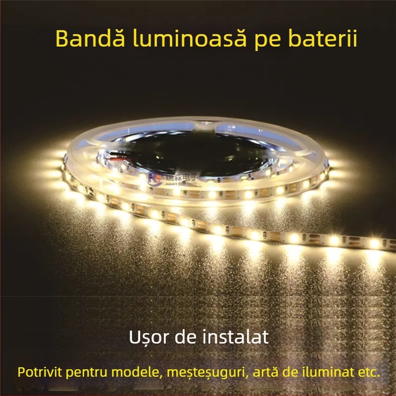 Bandă LED flexibilă alimentată de 3V, lățime 5 mm, ultra-subțire, autoadezivă, model 004 pentru publicitate în aer liber