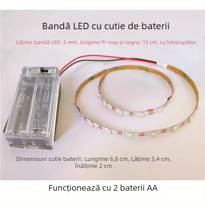Bandă LED flexibilă alimentată de 3V, lățime 5 mm, ultra-subțire, autoadezivă, model 004 pentru publicitate în aer liber