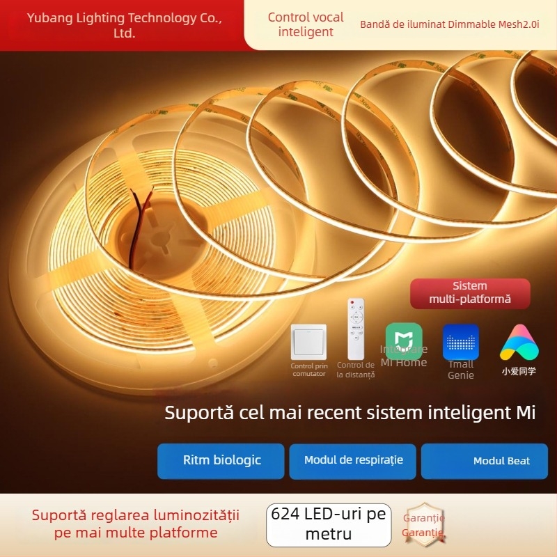 Bandă LED COB autoadezivă 24V pentru sufragerie, schimbare a trei culori, spectru complet