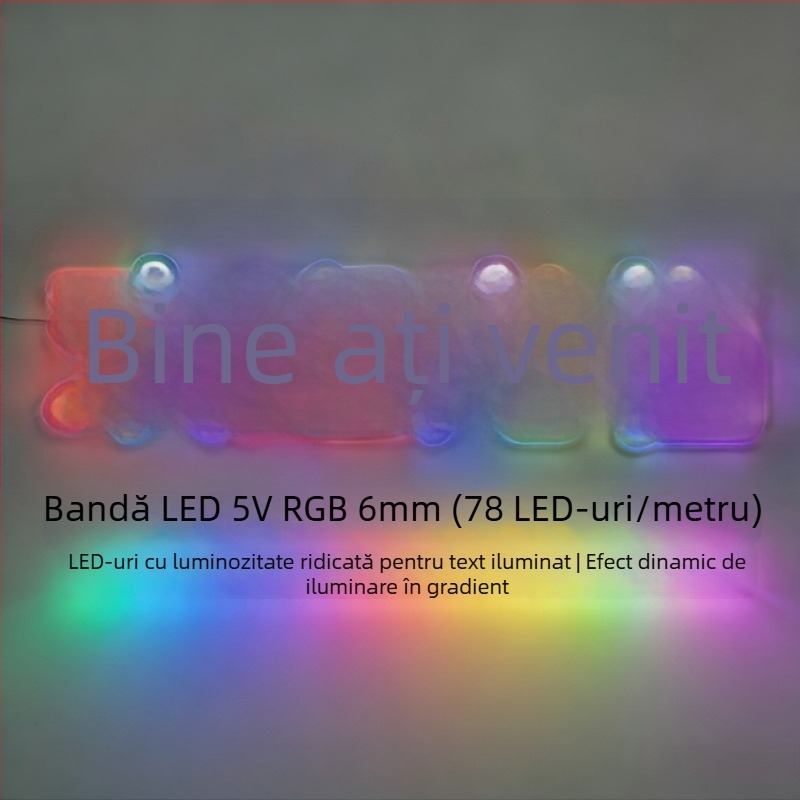 Bandă LED 5V în formă S, ultra-îngustă și flexibilă, 78 LED, 6W, destinată semnelor luminoase