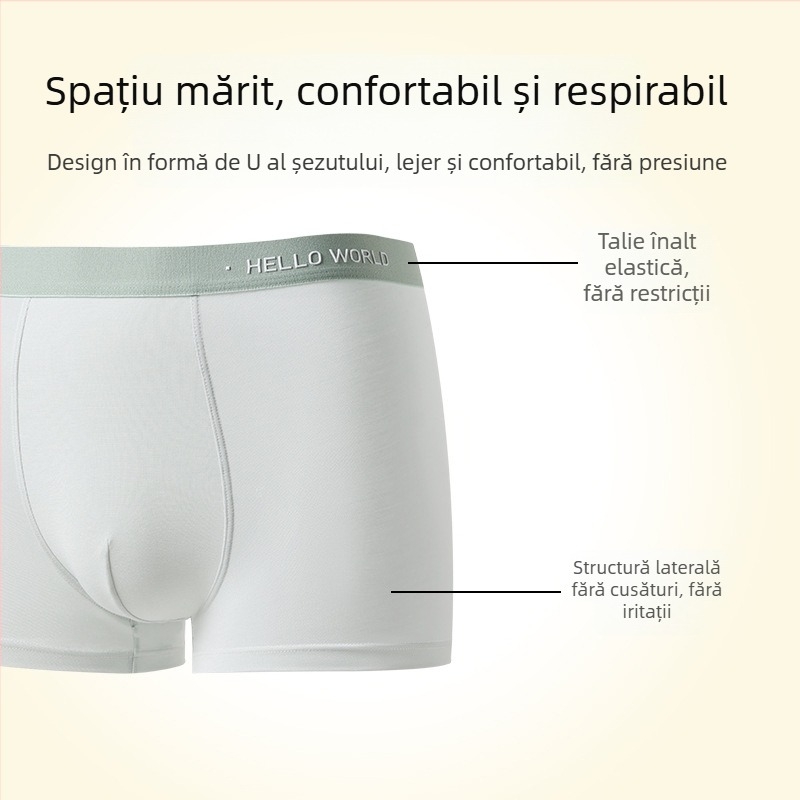 Boxeri pentru bărbați din modal, vară respirabilă, antibacterian 7A, croială în formă U, talie medie, confort pentru piele