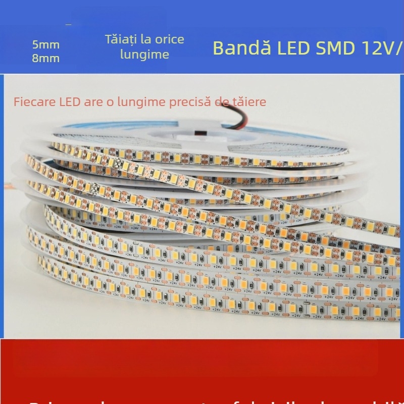 Lumină LED liniară pentru dulap, autoadezivă, reglabilă, 24V, 120 LED/m, 2835, fascicul 120°, iluminat interior
