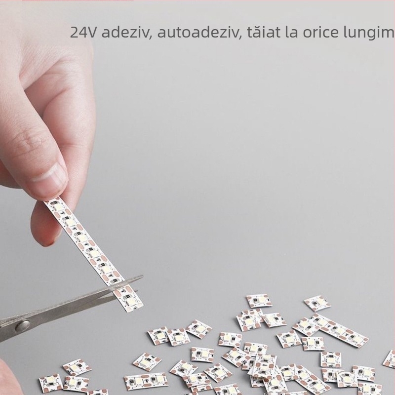 Lumină LED liniară pentru dulap, autoadezivă, reglabilă, 24V, 120 LED/m, 2835, fascicul 120°, iluminat interior
