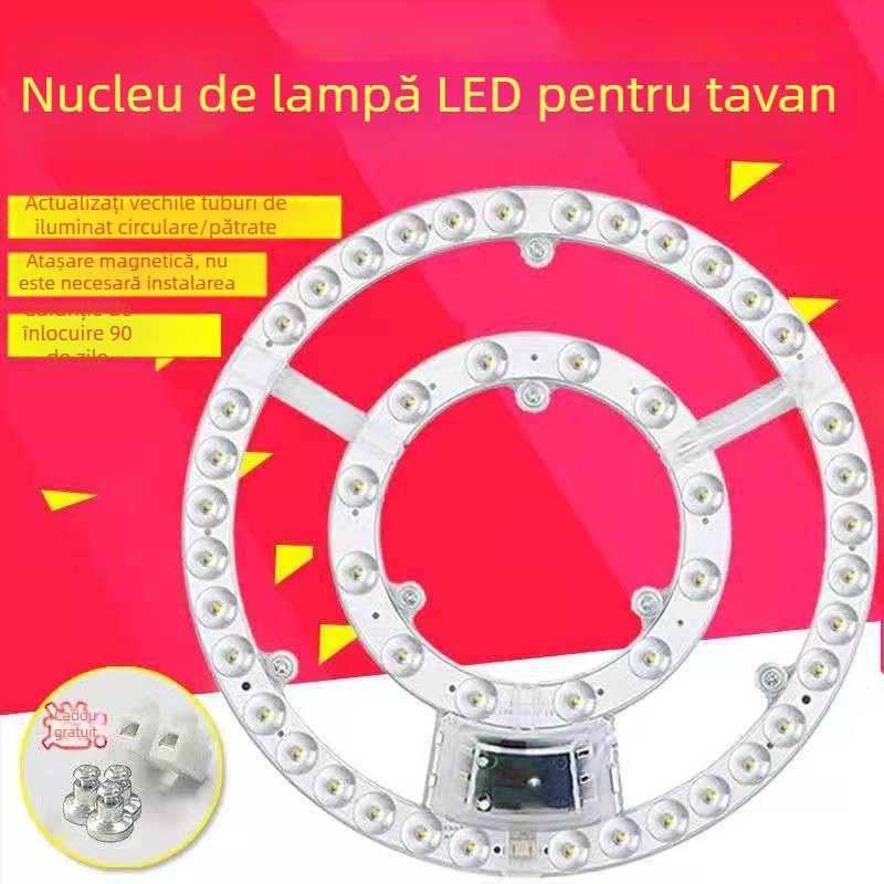 Lumină LED de plafon cu panou circular magnetic, bandă LED și cipuri LED, iluminare cu protecție pentru ochi pentru living și dormitor