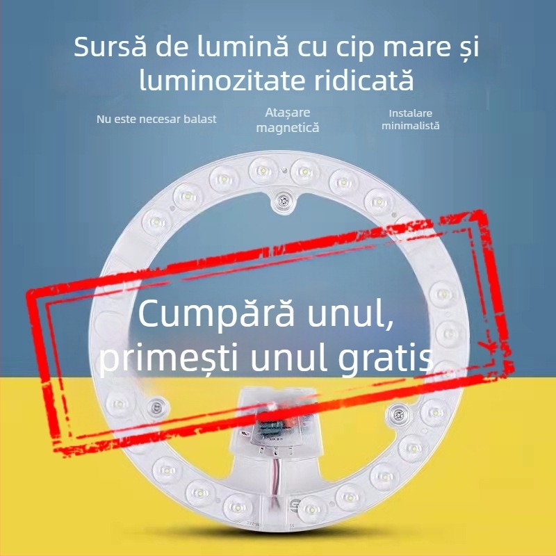 Lumină LED de plafon cu panou circular magnetic, bandă LED și cipuri LED, iluminare cu protecție pentru ochi pentru living și dormitor