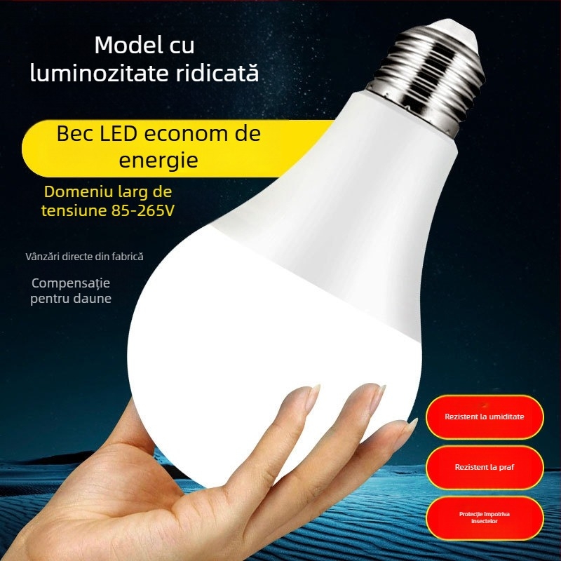 Bec LED, AC 85-265V, Bază E27, Iluminare în trei culori, Înaltă luminozitate, Economie de energie, Diapazon larg de tensiune
