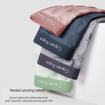 Chiloți bărbătește Lenzing Modal, fără cusături, respirabili boxer briefs cu mulberry silk în zona inghinală și antibacterian